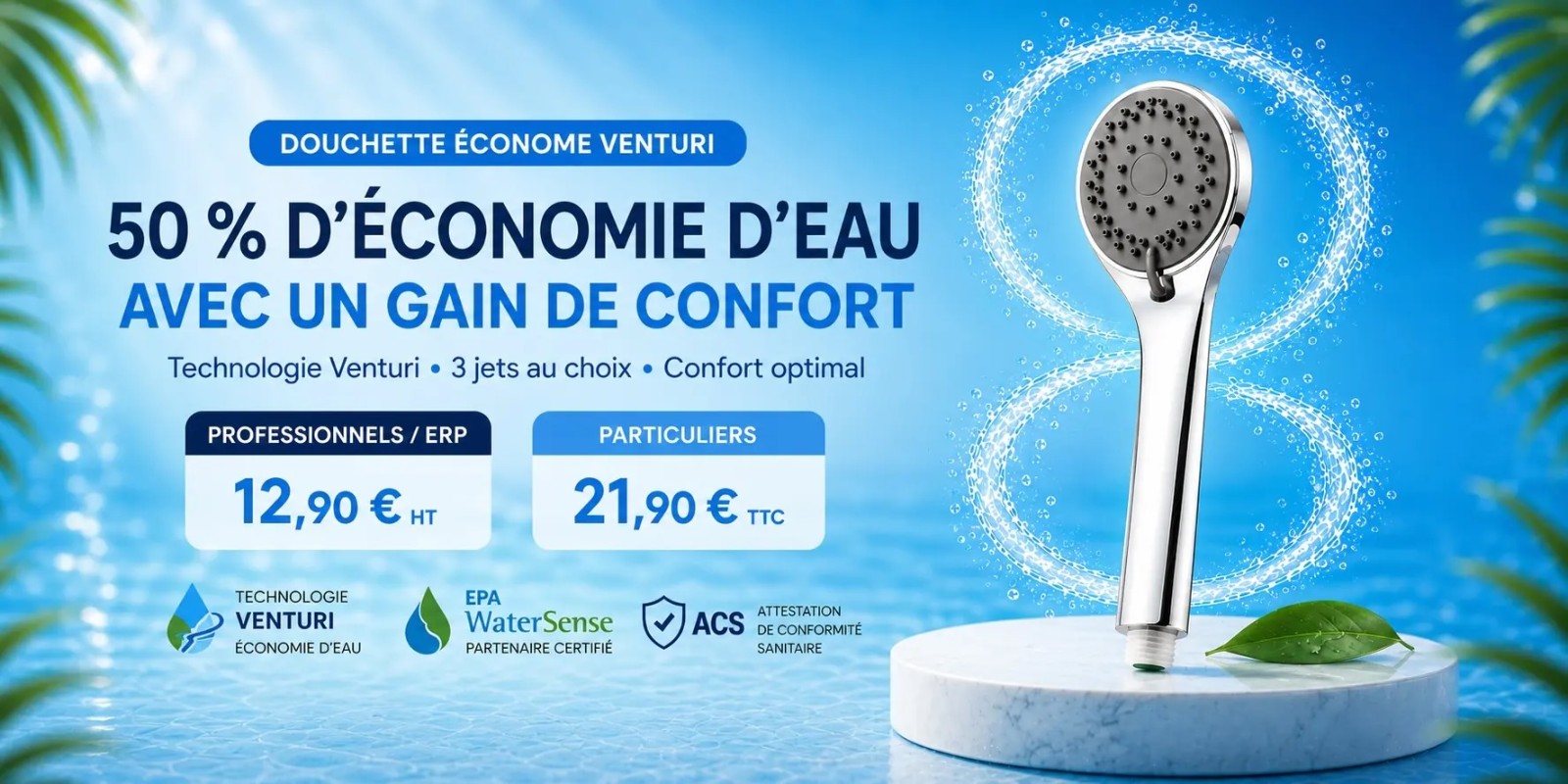 Douchette économe Venturi Cnergie avec offre professionnelle et offre particulière
