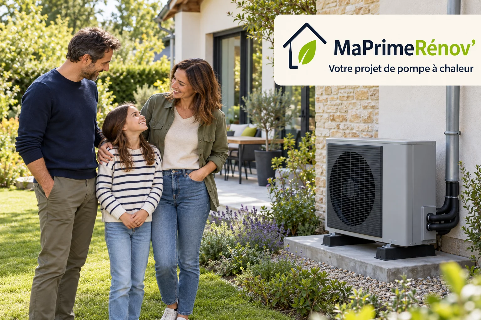 Illustration d’une famille et de son projet de confort à la maison